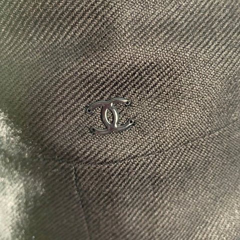 CHANEL Size 4 Black Linen Trumpet Below Knee Skirt