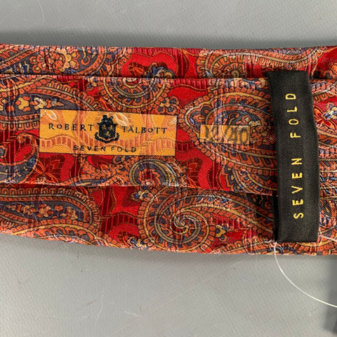 ROBERT TALBOTT Red Orange Paisley Silk Tie