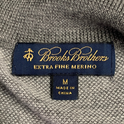 BROOKS BROTHERS Size M Grey Merino Wool 1/4 Zip Pullover