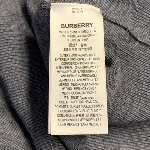 BURBERRY Size L Grey Polyamide Blend Contrast Trim Crew Neck Pullover
