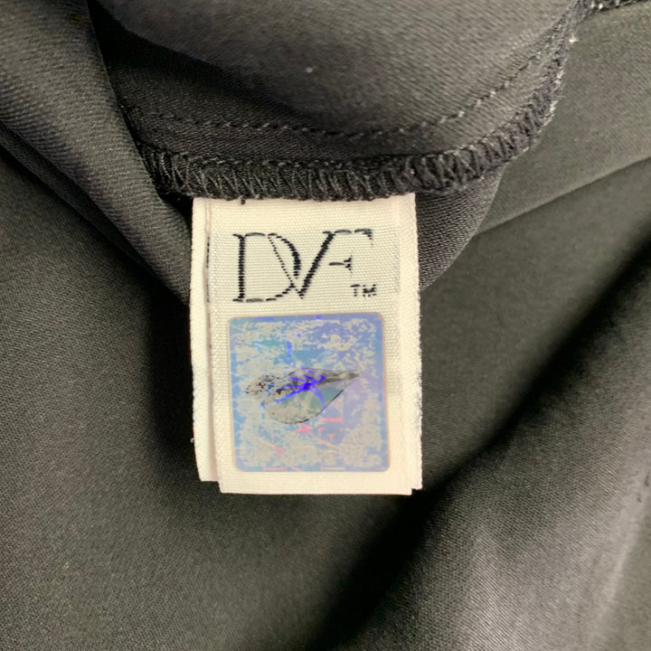 DIANE VON FURSTENBERG Size 6 Black Silk Blend Half Placket Shirt