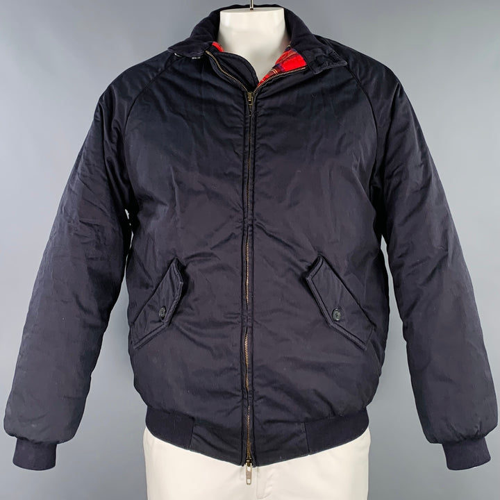 BALENCIAGA Size L Harrington Navy Cotton Bomber Jacket