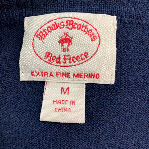 BROOKS BROTHERS Size M Navy Merino Wool V-Neck Pullover