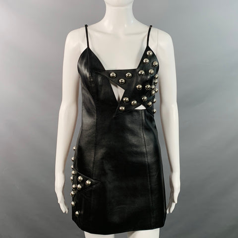 black silver studded dress Black Rhinestone Studded Mini Dress by Unknown
