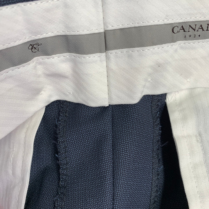 CANALI Size 34 Navy Wool Flat Front Dress Pants