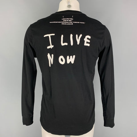 TAKAHIROMOIYASHITA Size XS Black White Forever Young Graphic Cotton T-shirt