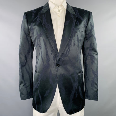 ALEXANDER MCQUEEN Size 48 Black Jacquard Viscose Blend Sport Coat