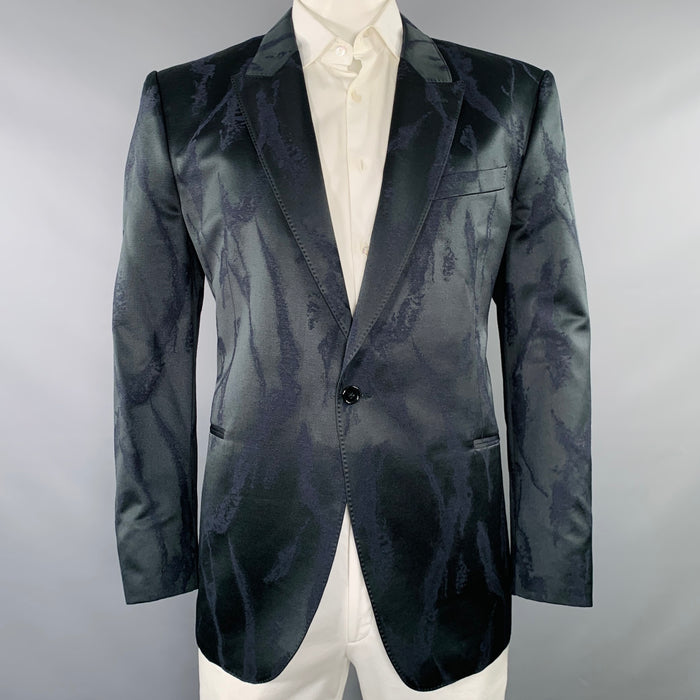 ALEXANDER MCQUEEN Size 48 Black Jacquard Viscose Blend Sport Coat