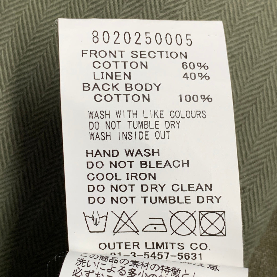 NIGEL CABOURN Size 34 Green Olive Twill Cotton Linen Button Fly Casual Pants