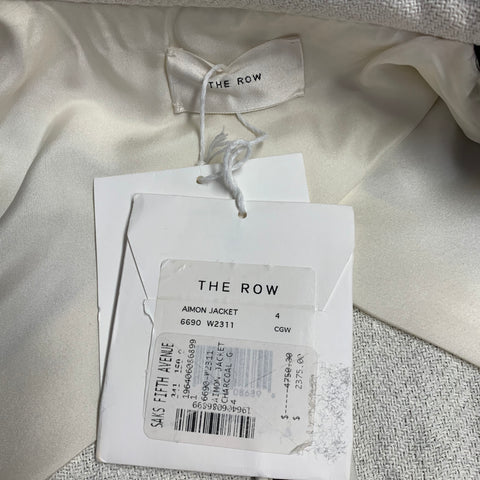 THE ROW Taille 4 Veste Aimon en laine anthracite avec col Nehru et boutons cachés