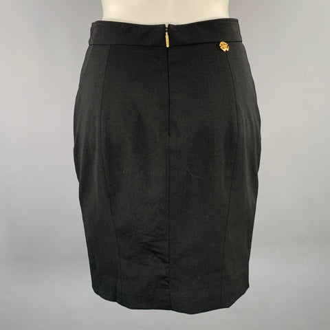 ROBERTO CAVALLI Size S Black Wool Blend Pencil Skirt
