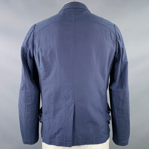 ATTACHMENT Size L Blue Cotton Nylon Single Breasted Unstructured Blazer Jacket