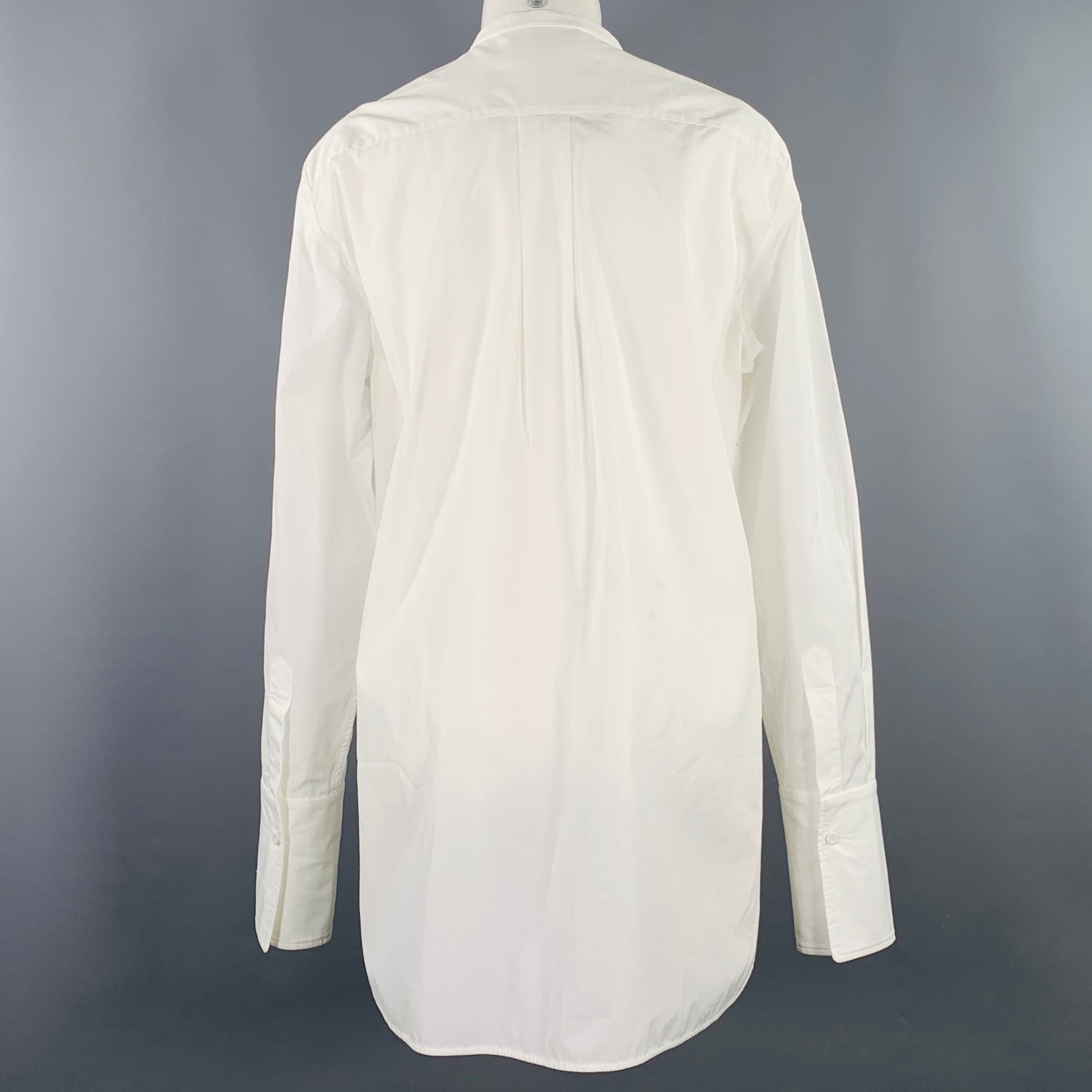 PORTS 1961 Size M White Cotton Applique Nehru Collar Shirt Sui Generis Designer Consignment