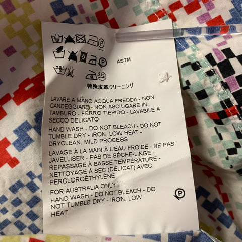 JIL SANDER Size L White Multi-Color Cotton Short Sleeve Shirt