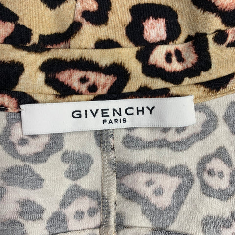 GIVENCHY Size 4 Beige Brown Viscose Blend Animal Print V-Neck Casual Top