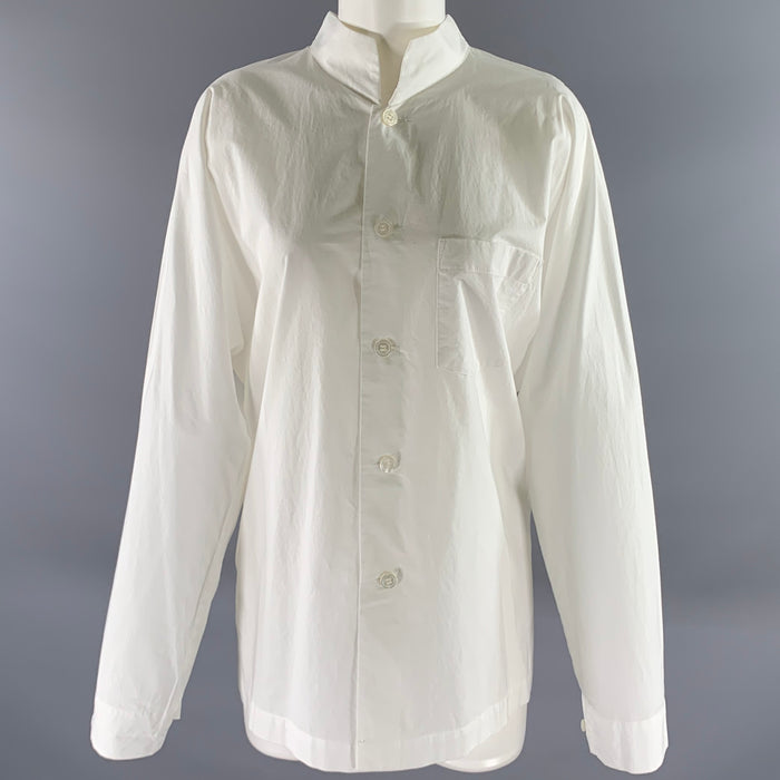 ISSEY MIYAKE Size L White Cotton Nehru Collar Shirt