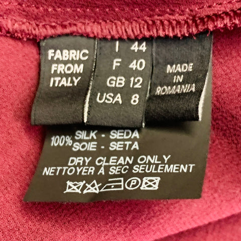 DEREK LAM Size 8 Burgundy Silk Layered V-Neck Blouse