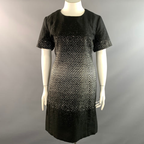 NEIMAN MARCUS Size XL Black White Polyester Blend Herringbone Cocktail Dress – Sui Generis Designer Consignment