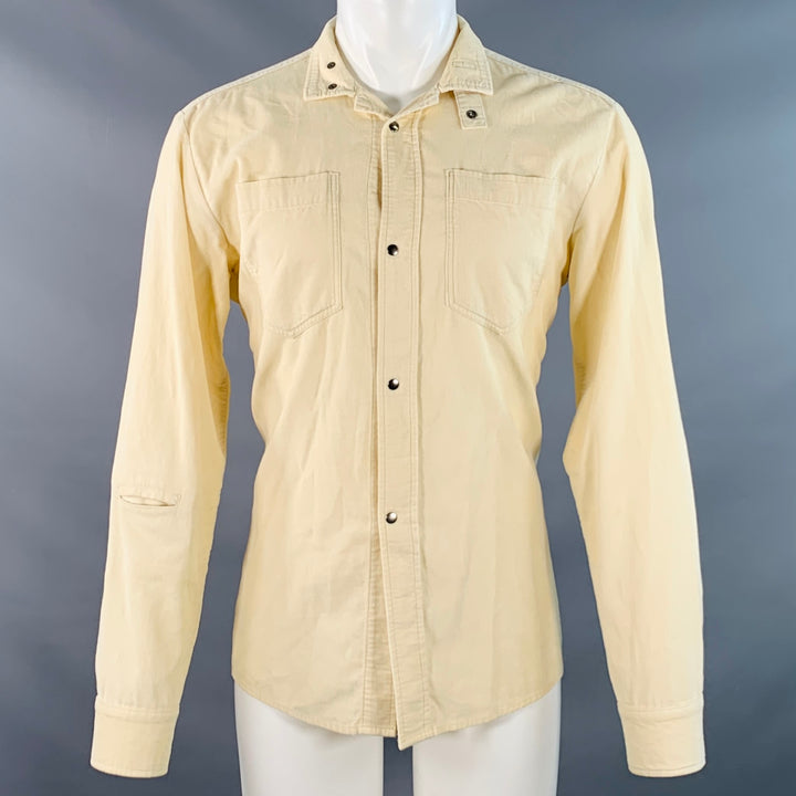 NICE COLLECTIVE Size M Cream Corduroy Cotton Two Pockets Snaps Long Sleeve Shirt