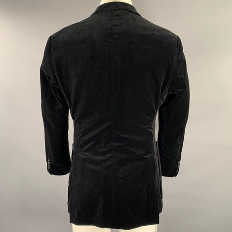 ARMANI COLLEZIONI Size 40 Black Velvet Cotton Elastane Sport Coat