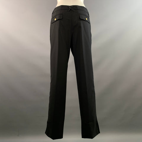 DOLCE & GABBANA Size 14 Black Gold Virgin Wool Dress Pants