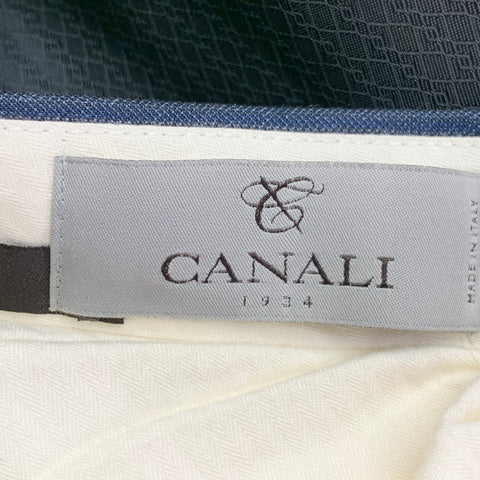 CANALI Size 42 Blue Grey Stripe Wool Single Breasted Notch Lapel Suit