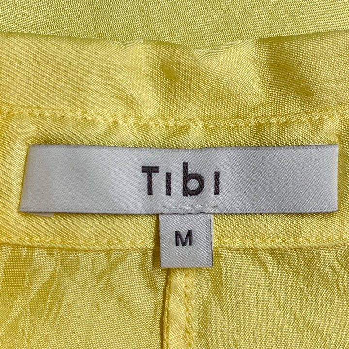 TIBI Size M Yellow Acetate Oversized Button Up Shirt