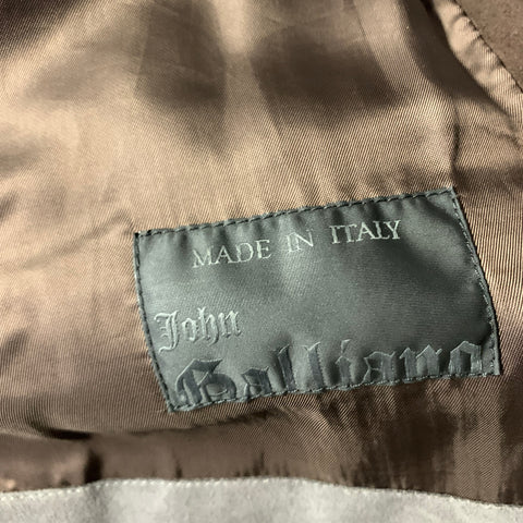 JOHN GALLIANO FW2002 Size 42 Brown Leather Overcoat Coat