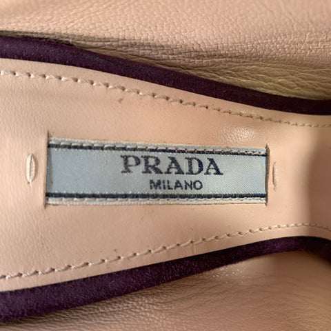 PRADA Size 7 Purple Plum Suede Cutout Sandals
