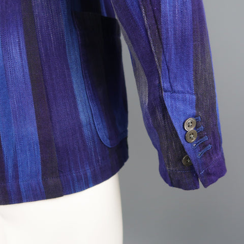 UNITED ARROWS Chest Size 34 Short Blue Purple Stripe Cotton Sport Coat