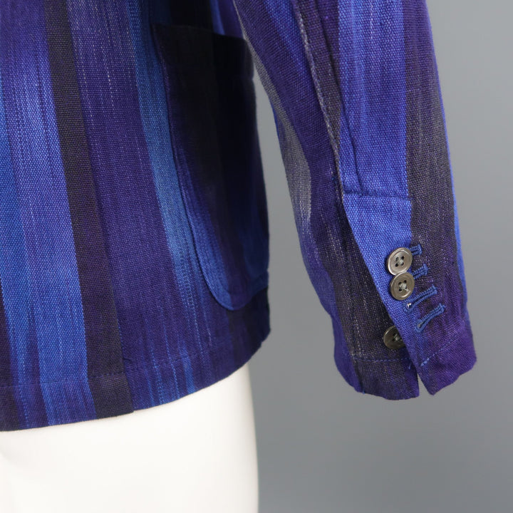 UNITED ARROWS Chest Size 34 Short Blue Purple Stripe Cotton Sport Coat