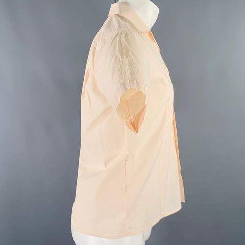 UNTITLED MIXED MEDIA Size M Pink Wrinkled Cotton One Pocket Short Sleeve Shirt