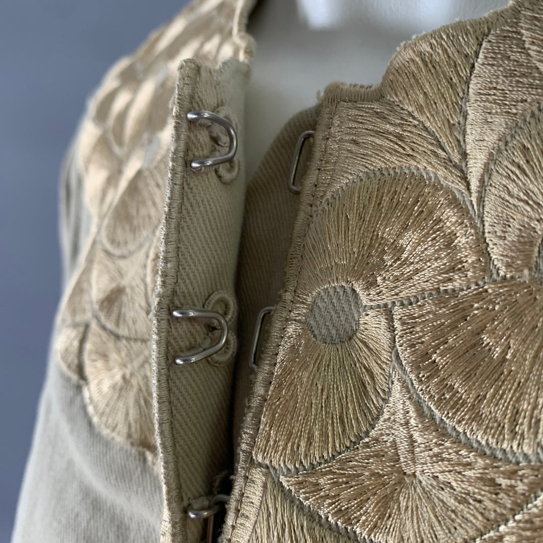 PORTS 1961 Size 12 Khaki Cotton Blend Embroidered Jacket