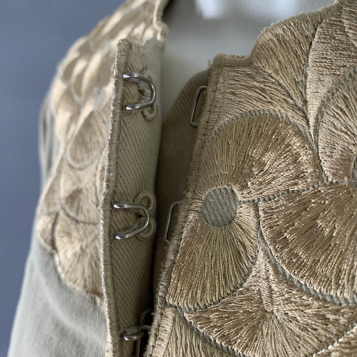 PORTS 1961 Size 12 Khaki Cotton Blend Embroidered Jacket