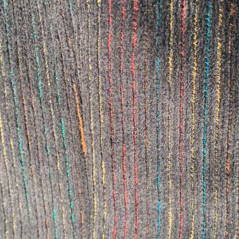 JOHN VARVATOS Size 42 Black Multi Color Stripe Velvet Sport Coat
