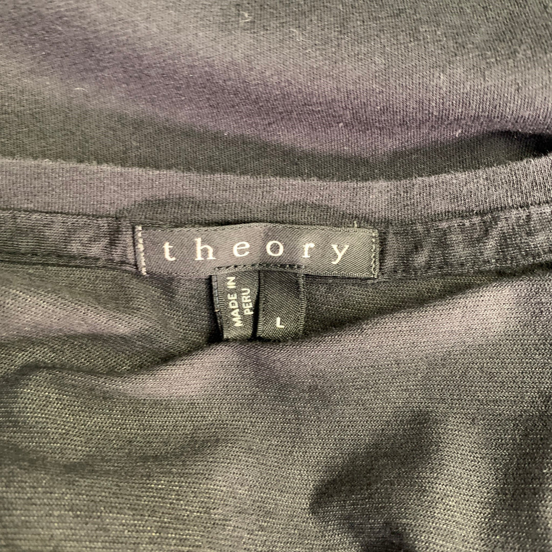 THEORY Size L Black Cotton Blend Short Sleeve T-shirt