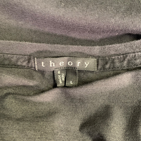 THEORY Size L Black Cotton Blend Short Sleeve T-shirt