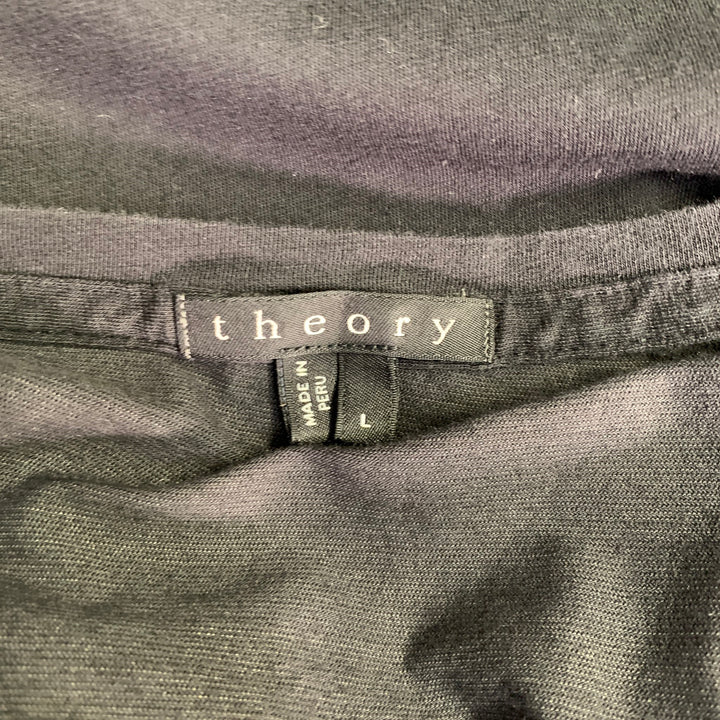 THEORY Size L Black Cotton Blend Short Sleeve T-shirt