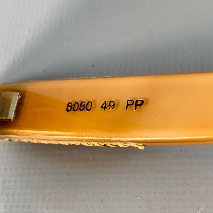 EMMANUELLE KHANH Vintage Tan Brown Snakeskin Leather Acetate Square Sunglasses