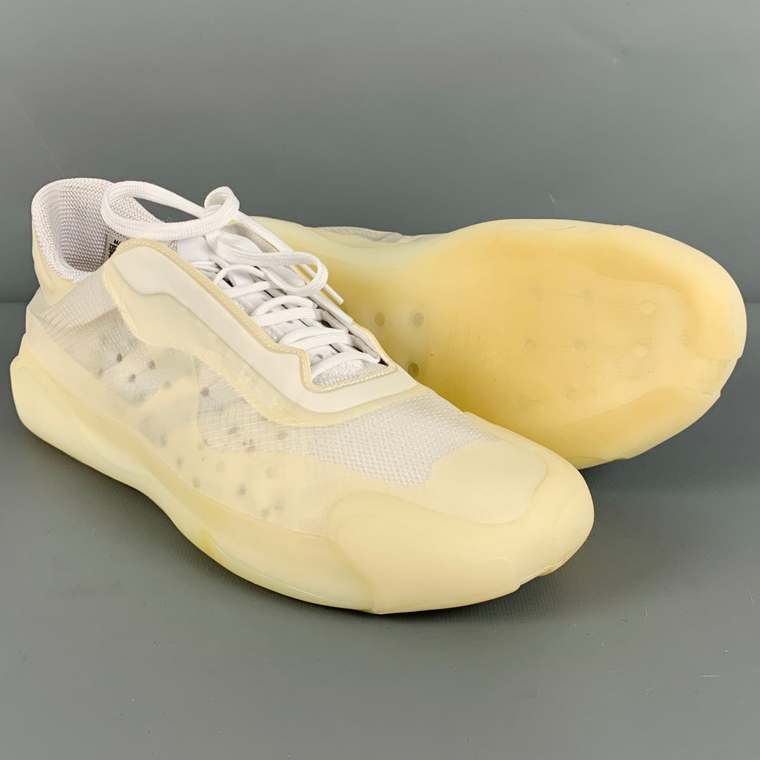 PRADA x ADIDAS Size 10 -Luna Rossa 21- White Rubber Lace-Up Sneakers