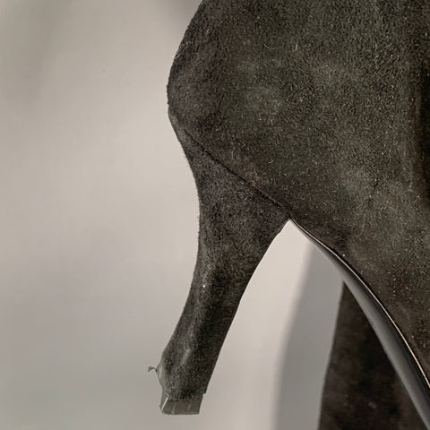 THE ROW Size 7.5 Black Suede Square Toe Thigh High Boots