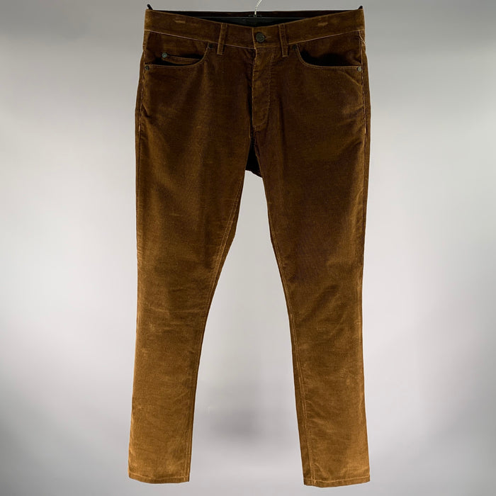 LANVIN Size 32 Brown Corduroy Cotton Button Fly Casual Pants