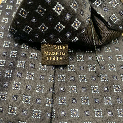 BORRELLI Navy Blue Squares Silk Tie