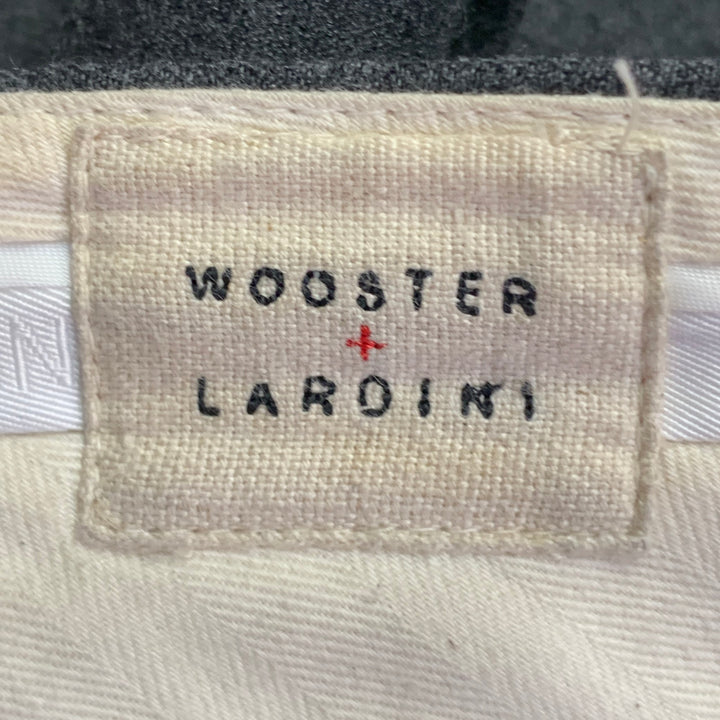 WOOSTER + LARDINI Size 34 Charcoal Grey Wool Pleated Tapered Dress Pants