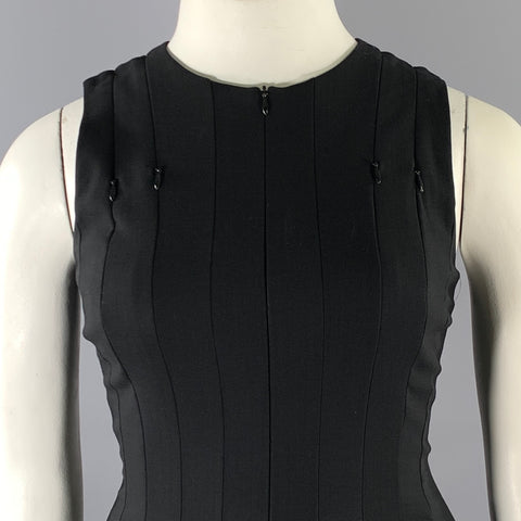 AKRIS Size 8 Black Wool A-Line Knee-Length Cocktail Dress
