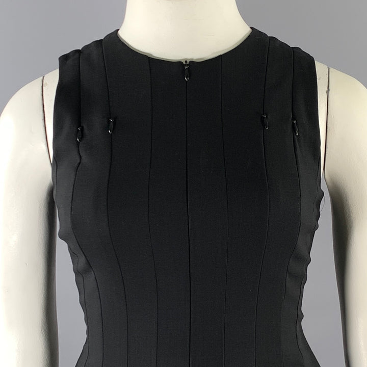 AKRIS Size 8 Black Wool A-Line Knee-Length Cocktail Dress