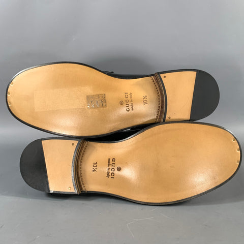 GUCCI 2023 Size 10.5 Black Monogram Leather Tassels Loafers