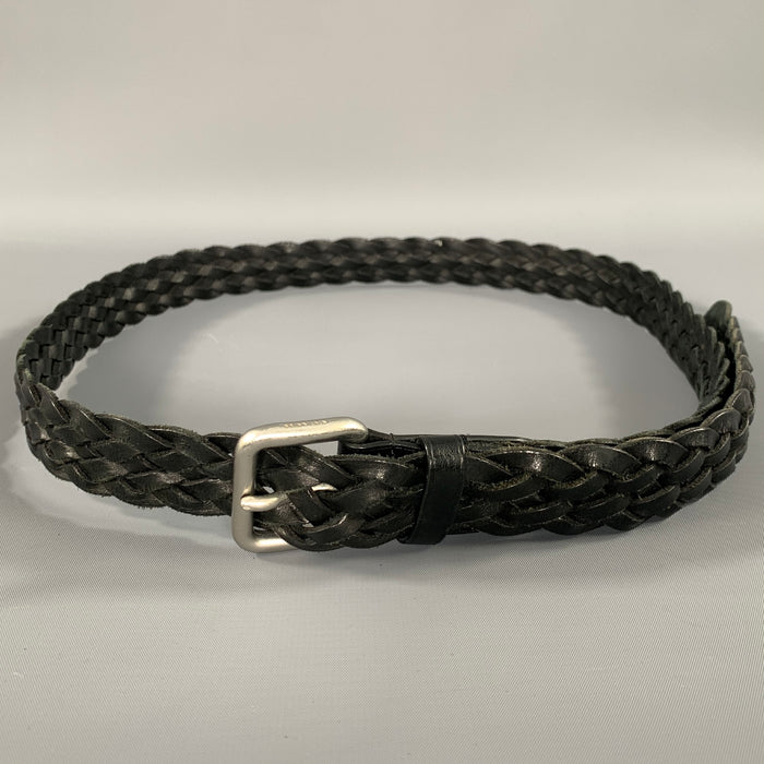 COACH Size 34 Black Braided Leather Belt