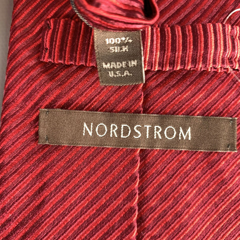 NORDSTROM Red Burgundy Stripe Silk Tie