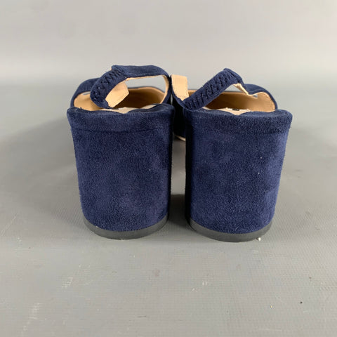 MANOLO BLAHNIK Size 8 Navy Suede Slingback Pumps